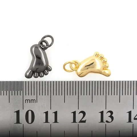Cute Baby Footprint Pendant Charms Copper Gold Plated Zircon Small Foot Charms For DIY Necklace Bracelet Jewelry Making Gift Women