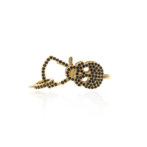 Copper 24K Gold Plated Skull Lobster Clasp With Zirconia For DIY Necklace Bracelet Making Gothic Jewelry Connector Finding