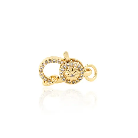 Gold Plated Copper Micro Pave Zirconia Flower Lobster Clasp Connector For DIY Jewelry Making Necklaces Bracelets Finding