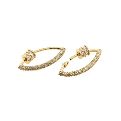 18K Gold Plated Brass Zirconia Carabiner Clasp Screw Lock Square Hamsa Oval Waterdrop Lip Shaped DIY Jewelry Findings Accessories