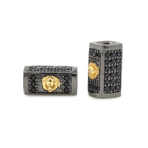 Copper Micro Pave Zirconia Lion Anchor Barrel Beads 18K Gold Plated Retro DIY Jewelry Making Accessories For Bracelet Necklace