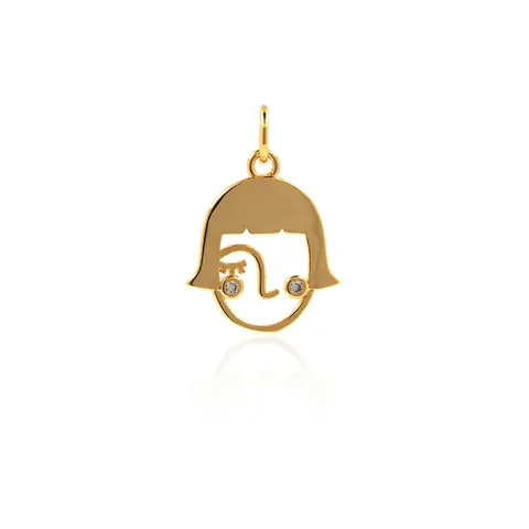 Little Girl Face Shape Copper Zirconia Pendant Only Gold Rose Gold Plated DIY Bracelet Necklace Jewelry Making Accessory