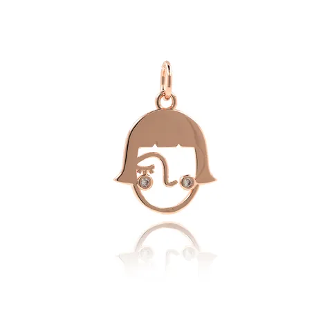 Little Girl Face Shape Copper Zirconia Pendant Only Gold Rose Gold Plated DIY Bracelet Necklace Jewelry Making Accessory