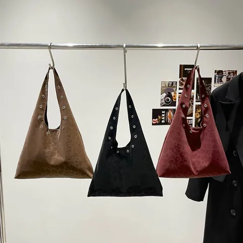 Γυναικεία Vintage Τσάντα Tote με Λεοπάρ Σχέδιο Μεγάλη Χωρητικότητα Τεχνητό Καστόρι Τσάντα Ώμου με Μεταλλικούς Κρίκους