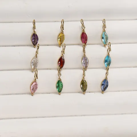 Marquise Cut Birthstone Zirconia Pendants 316L Stainless Steel PVD Gold Silver Waterdrop S-Hook DIY Jewelry Making Charms For Necklace Bracelet