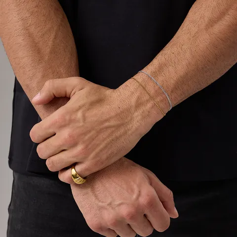Bracciale Minimalista in Acciaio Inossidabile 316L Placcato Oro 18K Maglia Curb per Donna Braccialetto Regolabile Cuban Link Gioielli Quotidiani