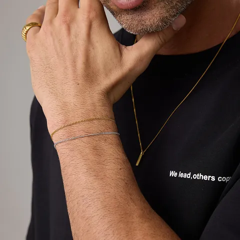 Bracciale Minimalista in Acciaio Inossidabile 316L Placcato Oro 18K Maglia Curb per Donna Braccialetto Regolabile Cuban Link Gioielli Quotidiani