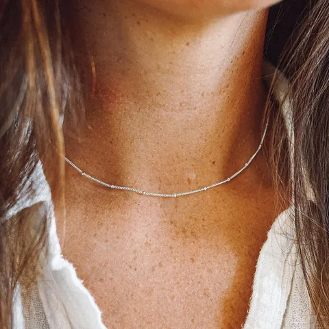 Minimalist Stainless Steel Ball Chain Necklace For Women Dainty Silver Color Clavicle Choker Stylish Jewelry For Party