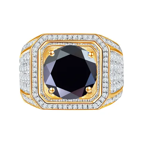 Luxury Moissanite Men Ring 925 Sterling Silver Gold Plated Hip Hop Iced Out Business Square Fashion Finger Jewelry