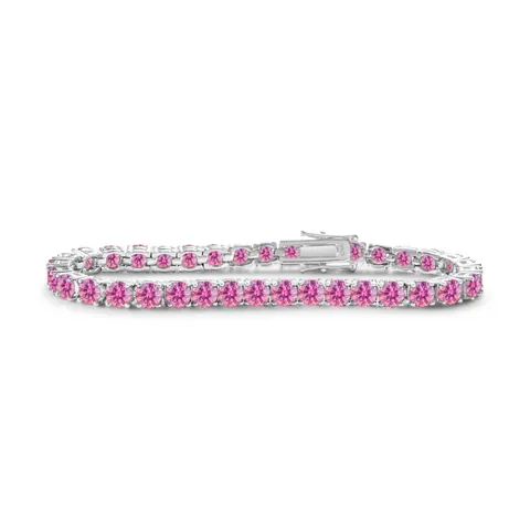 Klassisches 925 Sterlingsilber Moissanit Tennis Armband Rundschliff Pink Blau Lila Zirkonia Funkelndes Kettenarmband Schmuck Für Damen Hochzeit Geburtstagsgeschenk