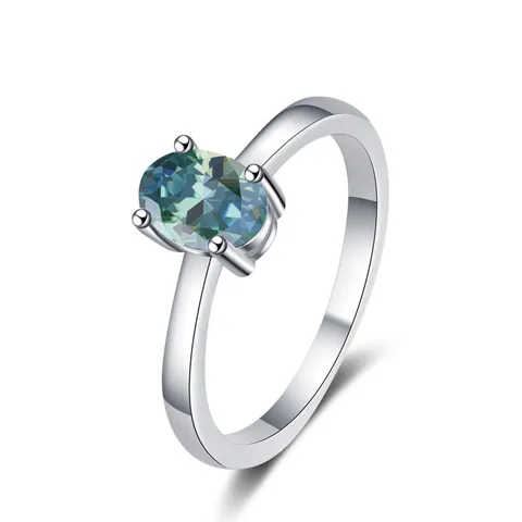 Anello in Argento Sterling 925 Donna Moissanite Taglio Ovale Placcato Platino Incastonatura Quattro Griffe Gioielli Matrimonio