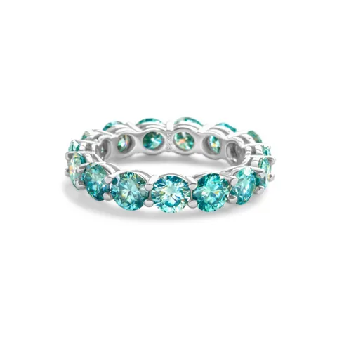 925 Sterlingsilber Moissanit Eternity Ring Rundschliff Eingelegtes Hochzeitsband Für Damen Unisex Schmuck Mit GRA Zertifikat