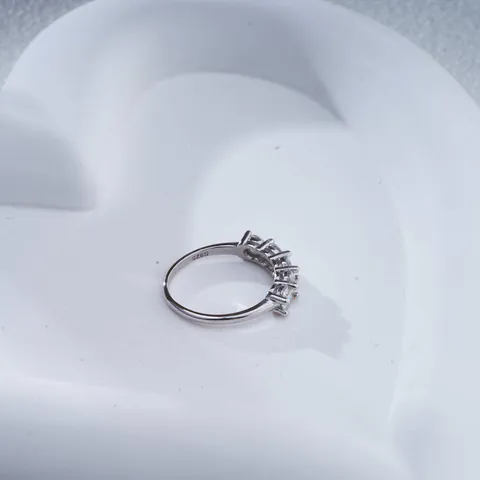 925 Sterling Silver 1.5CT Moissanite Ring With GRA Certificate 5 Stone Round Brilliant Cut Half Eternity Band Jewelry
