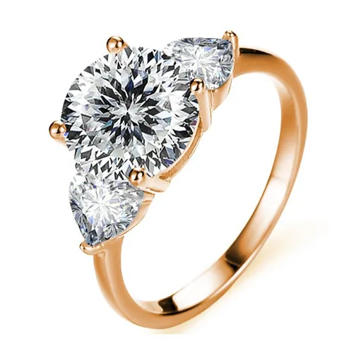 Luxus 925 Sterlingsilber Moissanit Ring Rundschliff Drei Steine Ring Mit Herz Seitensteinen Für Hochzeit Party Schmuck Damen