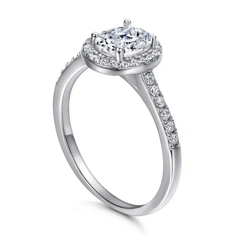 Ovaler Moissanit Halo Verlobungsring 925 Sterlingsilber Pavé Band Hochzeit Heiratsantrag Fingerring Für Damen Feinschmuck