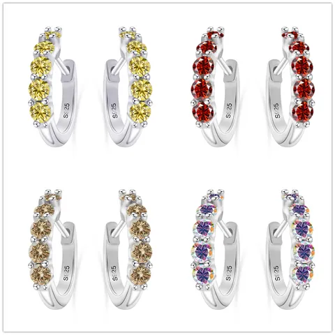 S925 Sterling Zilveren Moissaniet Oorringen Voor Dames Luxe D Kleur Rond Slijpsel Sprankelende Strass Rij Oorbellen Sieraden Cadeau