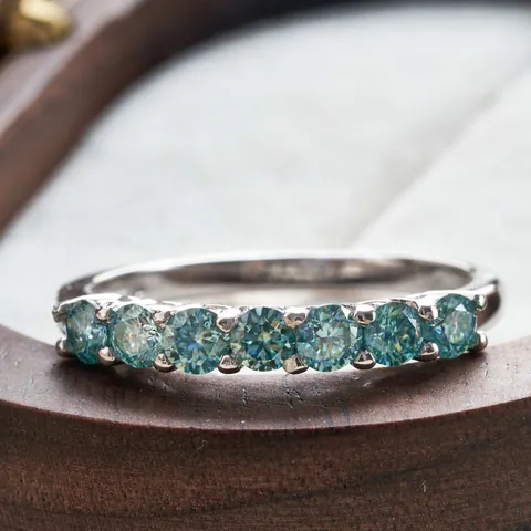 S925 Sterling Silver Moissanite Eternity Ring For Women Round Cut Four Prong Micro Pave Inlaid Engagement Wedding Band Jewelry Gift