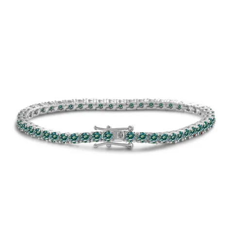 925 Sterlingsilber Platiniert Moissanit Tennis Armband Blaugrün Rundschliff Eingelegt Schmuck Für Damen Party Geschenk