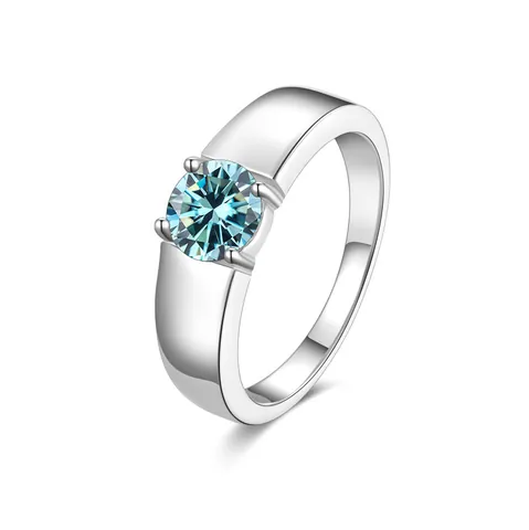 S925 Sterlingsilber Moissanit Ring Für Herren D-Farbe VVS1 Rundschliff Verstellbarer Breiter Ring Verlobung Hochzeit Schmuck Geschenk