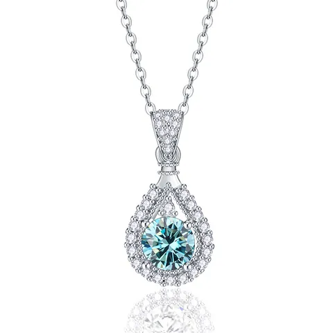 Collana con Pendente in Moissanite a Goccia in Argento Sterling S925 Eleganti Gioielli in Moissanite Halo Regalo per Donna