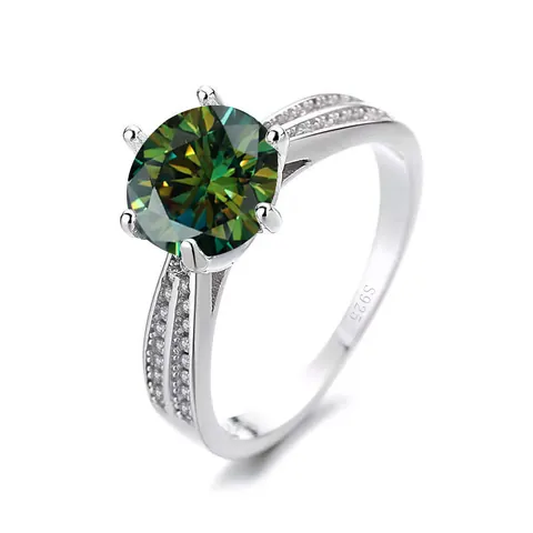 925 Sterling Silver Moissanite Ring Six Prong Round Sparkling Wedding Engagement Jewelry Anniversary Gift For Women