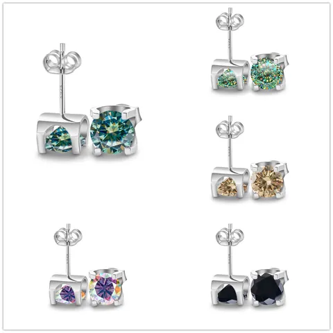 S925 Sterlingsilber Moissanit Ohrstecker Für Damen Herren Rundschliff Labor Diamant Ochsenkopf Stil Minimalistischer Schmuck