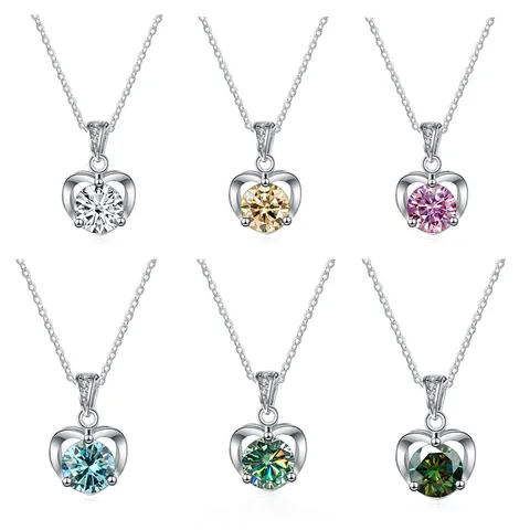 Moissanite Heart Necklace S925 Sterling Silver Pendant Round Cut D Color VVS1 With GRA Certificate Fine Jewelry For Women Gift