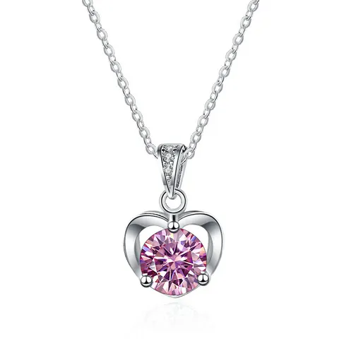 Moissanite Heart Necklace S925 Sterling Silver Pendant Round Cut D Color VVS1 With GRA Certificate Fine Jewelry For Women Gift