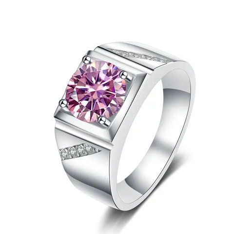 S925 Sterling Zilveren Heren Ring Luxe Rond Geslepen Moissanite Trouwring Met GRA Certificaat Kleurrijke Edelsteen Sieraden Voor Mannen