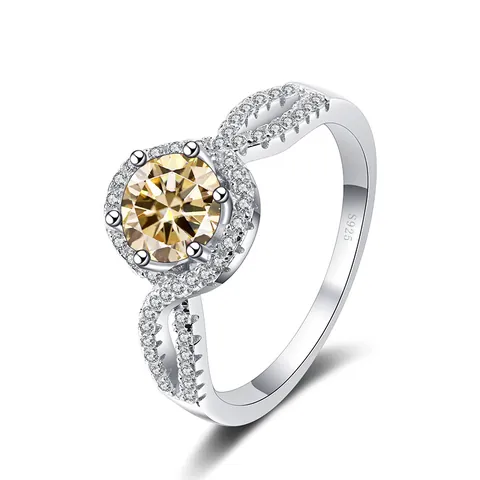 925 Sterling Silver Moissanite Ring Brilliant Round Cut Twisted Infinity Band Engagement Wedding Fine Jewelry For Women Gift