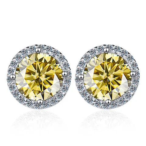 925 Sterling Silver Moissanite Stud Earrings Round Halo Brilliant Cut Gemstone For Women Wedding Party Luxury Fine Jewelry
