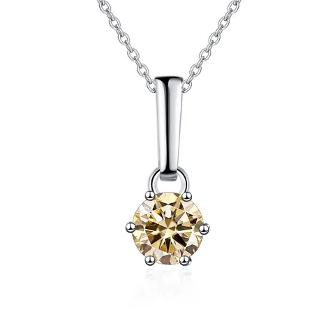 925 Sterling Zilver Moissanite Hanger Ketting Rond Briljant Geslepen D Kleur VVS1 Zespootzetting Klassieke Sieraden Voor Vrouwen