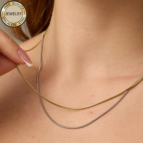 Collana a Catena a Serpente in Acciaio Inossidabile 316L per Donna Impermeabile Anti Sbiadimento PVD Oro Argento Placcato Gioielli Minimalisti Regalo