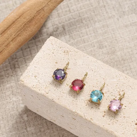 Ciondolo in Acciaio Inossidabile 316L con Zirconia Rotonda Colorata Pietra Portafortuna 12 Mesi Accessorio per Collana Regalo Donna