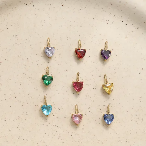 Pendente a Cuore in Acciaio Inossidabile 316L Pietra Portafortuna Zirconia Ciondolo Placcato Oro Argento Accessorio Gioielli DIY per Collana Bracciale Donna