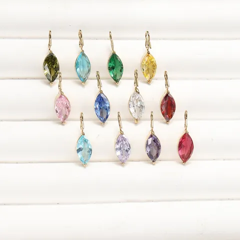 Marquise Cut Birthstone Zirconia Pendants 316L Stainless Steel PVD Gold Silver Waterdrop S-Hook DIY Jewelry Making Charms For Necklace Bracelet