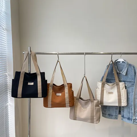 Γυναικεία Καθημερινή Τσάντα Tote από Καμβά Μεγάλη Χωρητικότητα Πολλές Τσέπες Τσάντα Χειρός Τσάντα Ώμου Αστικό Απλό Μονόχρωμο Φερμουάρ Εργασία Σχολείο