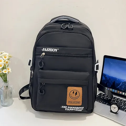 Mochila Estilo Vintage Workwear Gran Capacidad Compartimento Portátil Nailon Bloques Color Cartera Estudiante Mochila Viaje Hombre Mujer