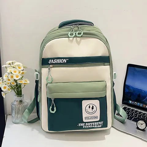 Mochila Estilo Vintage Workwear Gran Capacidad Compartimento Portátil Nailon Bloques Color Cartera Estudiante Mochila Viaje Hombre Mujer