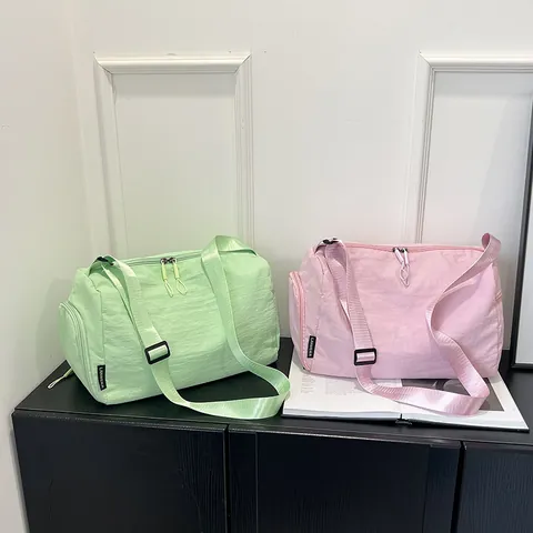 Women Large Capacity Nylon Crossbody Bag Waterproof Fabric Macaron Colors Casual Shoulder Bag Travel Sport Tote Handbag