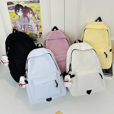Minimalistische Effen Kleur Nylon Rugzak Voor Vrouwen Tieners Schooltas Grote Capaciteit Student Daypack Met Hanger Mode Streetwear