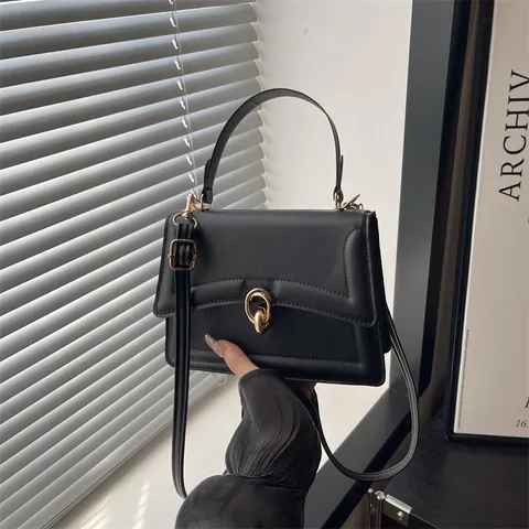 Damen Mode PU Leder Schultertasche Vintage Quadratische Handtasche Mit Metallschloss Elegante Lässige Umhängetasche Für Den Alltag