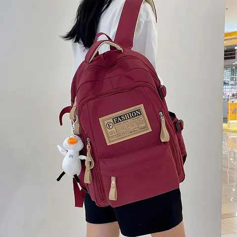 Mochila de Nylon Minimalista Coreana Gran Capacidad Color Sólido Mochila Escolar para Estudiantes Universitarios Hombre Mujer Casual Viaje Daypack