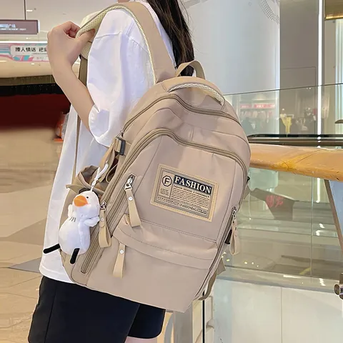 Mochila de Nylon Minimalista Coreana Gran Capacidad Color Sólido Mochila Escolar para Estudiantes Universitarios Hombre Mujer Casual Viaje Daypack