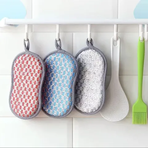 Esponja para Lavar Platos de Microfibra de Doble Cara para Cocina Con Bucle para Colgar Paño de Poliéster para Limpiar Ollas Aceite