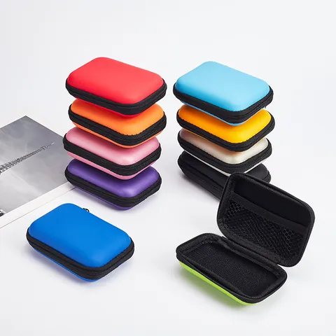 EVA Hard Shell Earphone Storage Case Portable Zipper Pouch For Data Cable Coin Organizer Shockproof Travel Bag