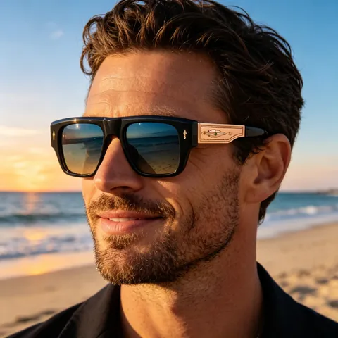 Gafas De Sol Cuadradas Retro Para Hombre Montura Gruesa Protección UV400 Patillas De Metal Grabadas Estilo Punk Vintage