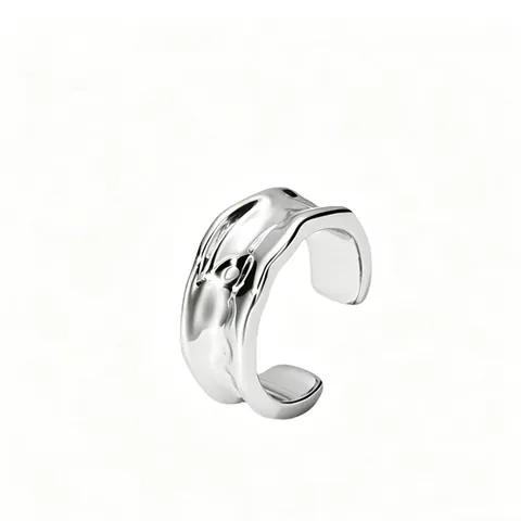925 Sterling Silver Hammered Ear Cuff Irregular Bumpy Texture Non-Pierced Minimalist U-Shaped Earring Unisex Jewelry