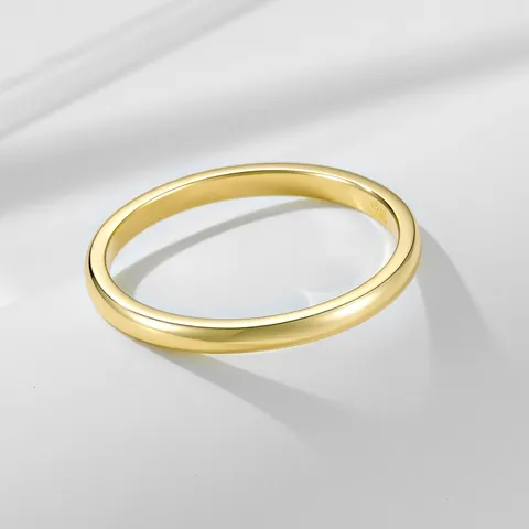 Minimalist 925 Sterling Silver Gold Plated Band Ring For Women European Classic Polished Thin Circle Finger Ring Jewelry