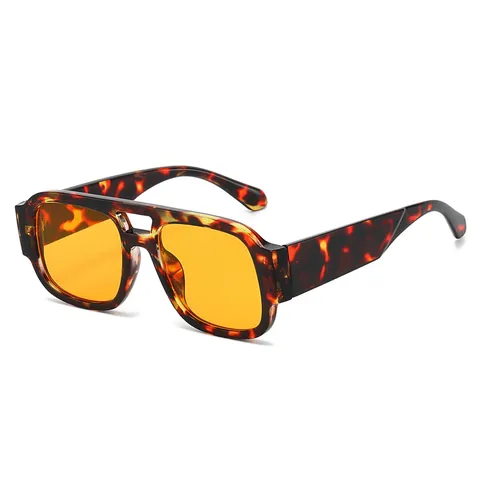 Lunettes De Soleil Polarisées Carrées Rétro Monture PC Verres AC Protection UV400 Double Pont Surdimensionnées Unisexes